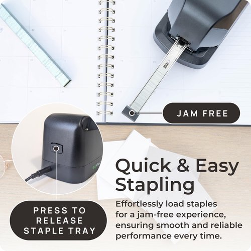 EcoElectronix Heavy Duty Electric Stapler - Heavy Pro, 45 Sheet Capacity, Quiet Operation, Jam-Free and Easy Reload - AC Adapter