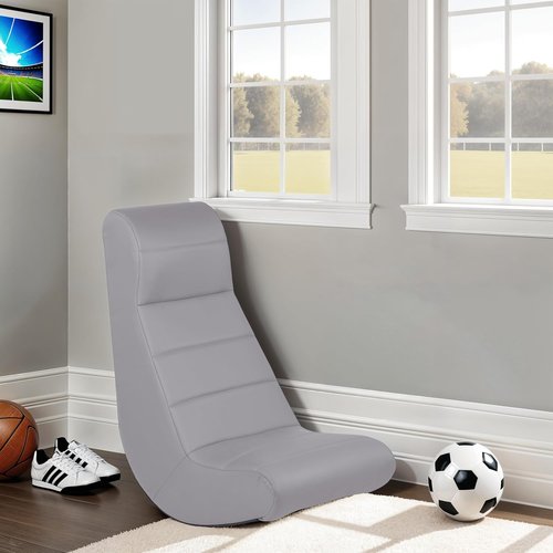 Factory Direct Partners Soft Ergonomic Floor Video Rocker - Cushioned Chair for Gaming & TV - Gray