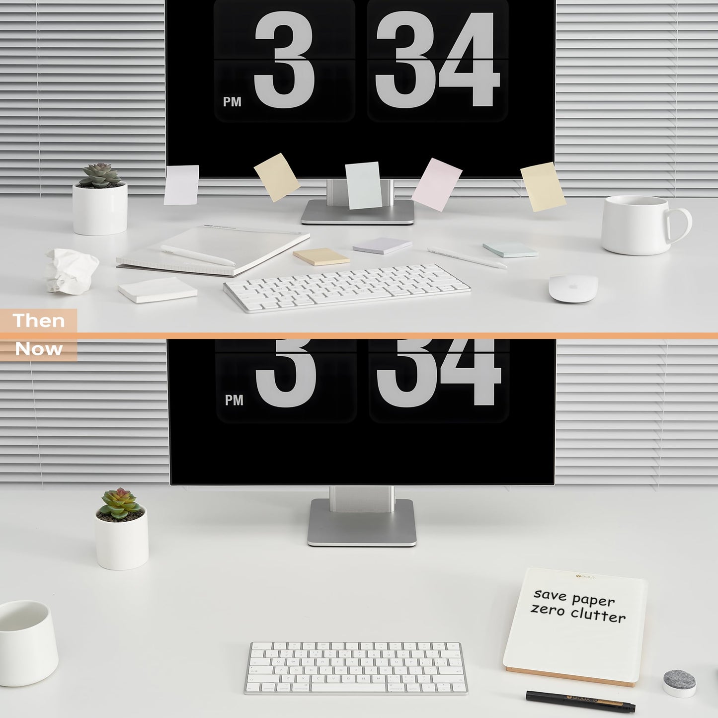 Yeoux Desktop Glass Whiteboard with Reversible Wood Stand 9.5"x6.7"