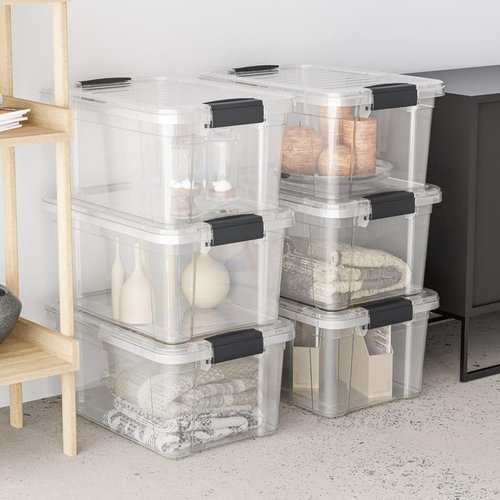 Superio Clear Plastic Storage Bin with Lid,Non-Toxic, BPA Free, Odor Free, Organizer Storage Box, Stackable Plastic Tote for Home, Garage, School, and Office (11 Quart, 3 Pack)