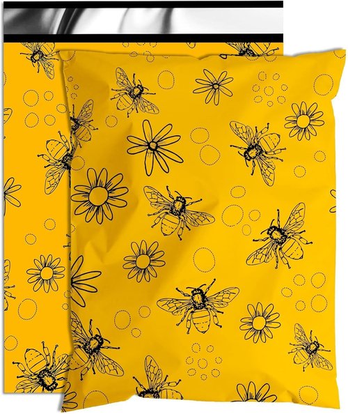 Bees Poly Mailer - Waterproof 10x13 Inch Shipping Bags | 100 Pcs Tear-Resistant Self-Seal Mailing Bags