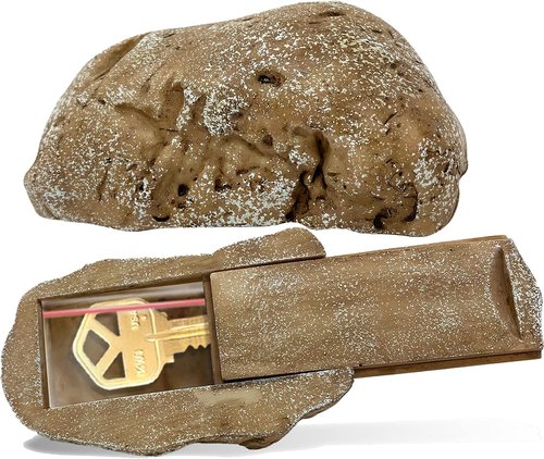 Hide-a-Spare-Key Fake Rock - Realistic Stone Design for Outdoor Safety | Type-B Brown, 1 Pack