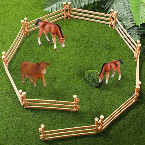 Corral Fence Toy Plastic Farm Fencing Accessories Educational Horse Fence Panel Playset 40PCS, Horse Corral Fencing Accessories