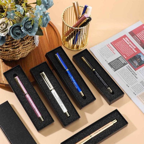 PerKoop 30 Set Thank You Pen Employee Appreciation Ballpoint Pen with Engraved Inspirational Quotes with Box for Thanksgiving Medical Assistants Teacher Student Office Black Ink(Multicolor,Mixed)