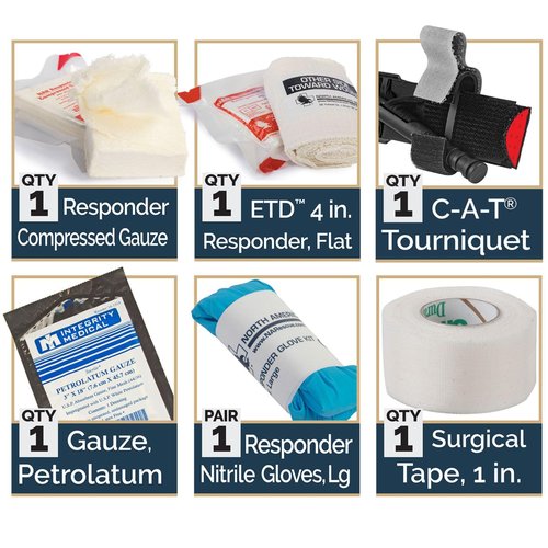 Spec Operator NAR Individual First Aid Kit | C-A-T Tourniquet, Trauma Dressing, Gauze | Vacuum Sealed, Clear