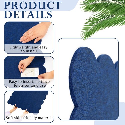 Mooliwe Scalloped Felt Bulletin Board - 48 x 36 Inches Foldable Dark Blue Cork Board Alternative