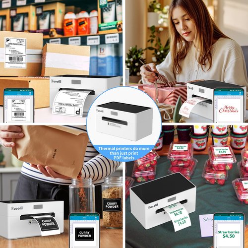 EueoLil 4×6 in Bluetooth Shipping Thermal Label Printer,Portable Label Makers for Small Business,Compatible with Android、iPhone、Windows＆Mac,Widely Used for Home＆Small Businesses and Office