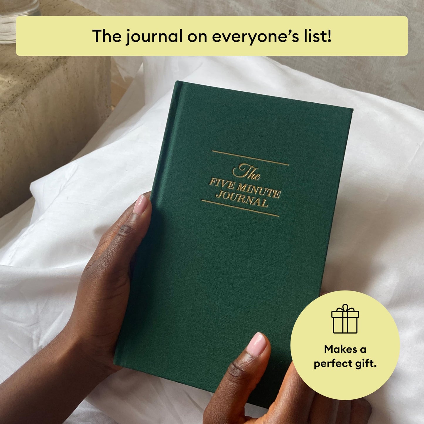 Intelligent Change The Five Minute Journal, Original Daily Gratitude 2025, Reflection Manifestation for Mindfulness, Undated Daily with Gold Foiling, Plastic-Free, Green
