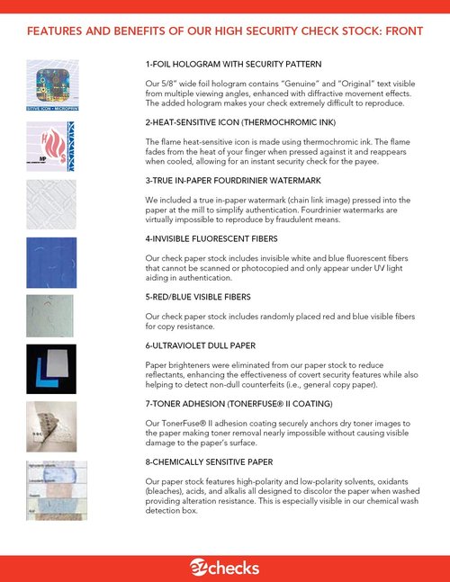 EZ Checks 3 Checks Per Page Hologram High Security Laser Check Stock | 150 Sheets/450 Checks | Blue/Maroon