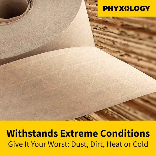 Ultra-Durable Water-Activated Tape for Secure Packing 2Pk. 2.75 in 450 Ft Brown Kraft Gum Tape Provides Heavy Duty Adhesive for Packaging and Shipping. Fiberglass Reinforced for Extra Strong Bond.