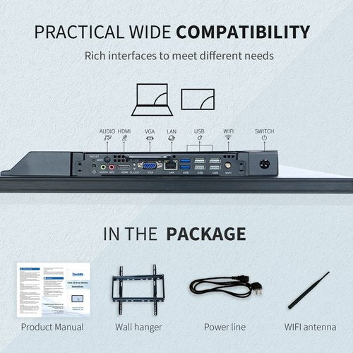 TouchWo 32 inch Interactive Touchscreen Monitor PC, Smart Board with 16:9 Display 1080P, Win-10 Electronic Whiteboard Touchscreen PC for Office and Classroom, Core i7 RAM 16G & ROM 512G