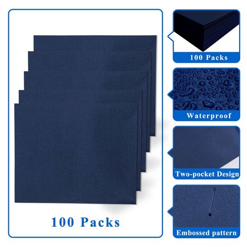 Zzrywuty 100 Packs Paper Folders with Pockets for Students,Businessmen and Office Workers,Letter Size,Two Pocket Folders with Card Slot for School Supplies,Office,Business (Royal Blue)