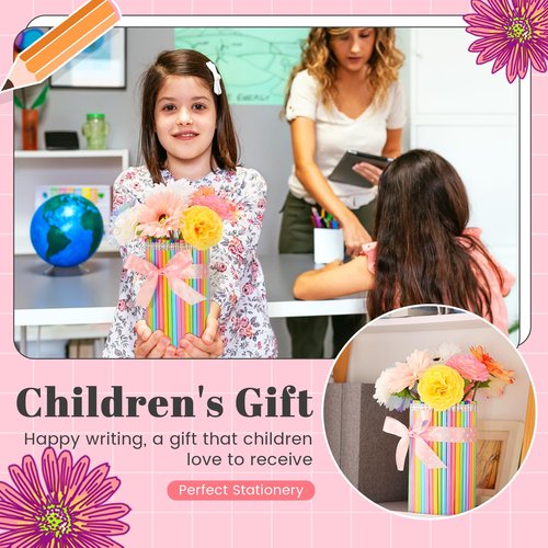 Honeydak 62 Pcs Teacher Appreciation Gifts Teacher Essentials Supplies Back to School Must Haves for Students Classroom, Includes Pen Holder, Pencils, Artificial Flowers and Ribbon