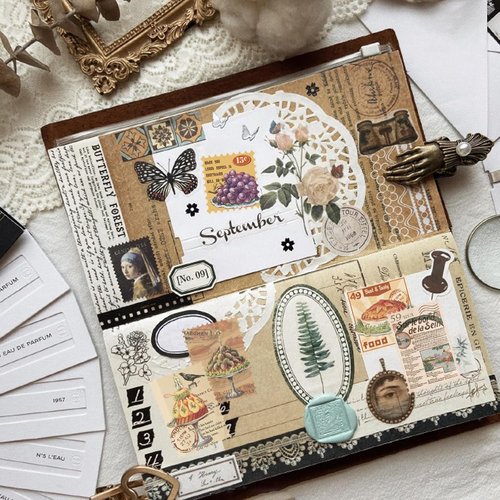 Prstincol Scrapbooking Stickers - 100 Vintage Food & Retro Poster Stickers for Journaling | Ideal for Water Bottles & Laptops