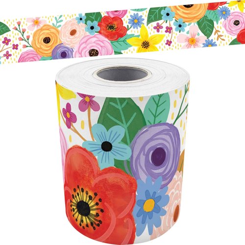 Teacher Created Resources Navy Blue Better Than Paper Bulletin Board Roll and Wildflowers Straight Rolled Border Trim