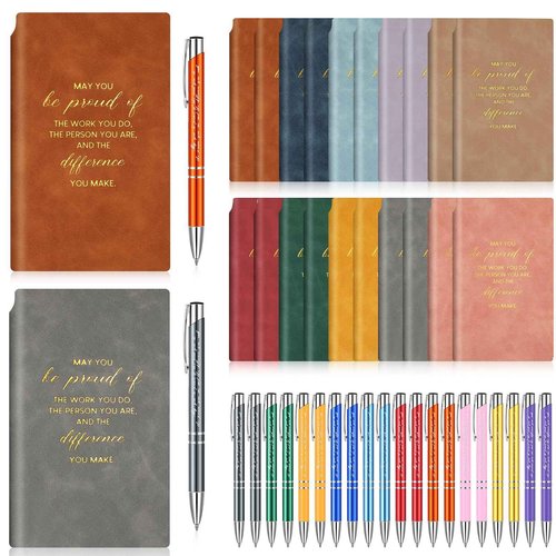 Colarr 40 Pcs Employee Appreciation Gifts Bulk Inspirational Notebook A6 PU Leather Journal Motivational Pen Thank You Gift for Staff Team Coworker Teacher Office(Vivid Colors,May You)