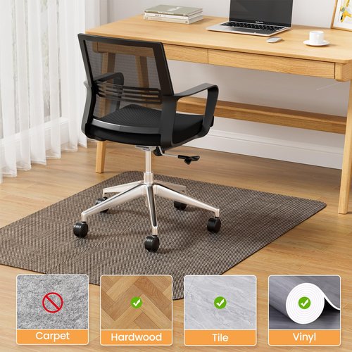 Yecaye Office Chair Mat for Hardwood Floor, 36" x 48" Under Computer Desk Floor Protects for Rolling Chair, Non Slip PVC Woven Gaming Chair Mat, Not for Carpet (Brown)
