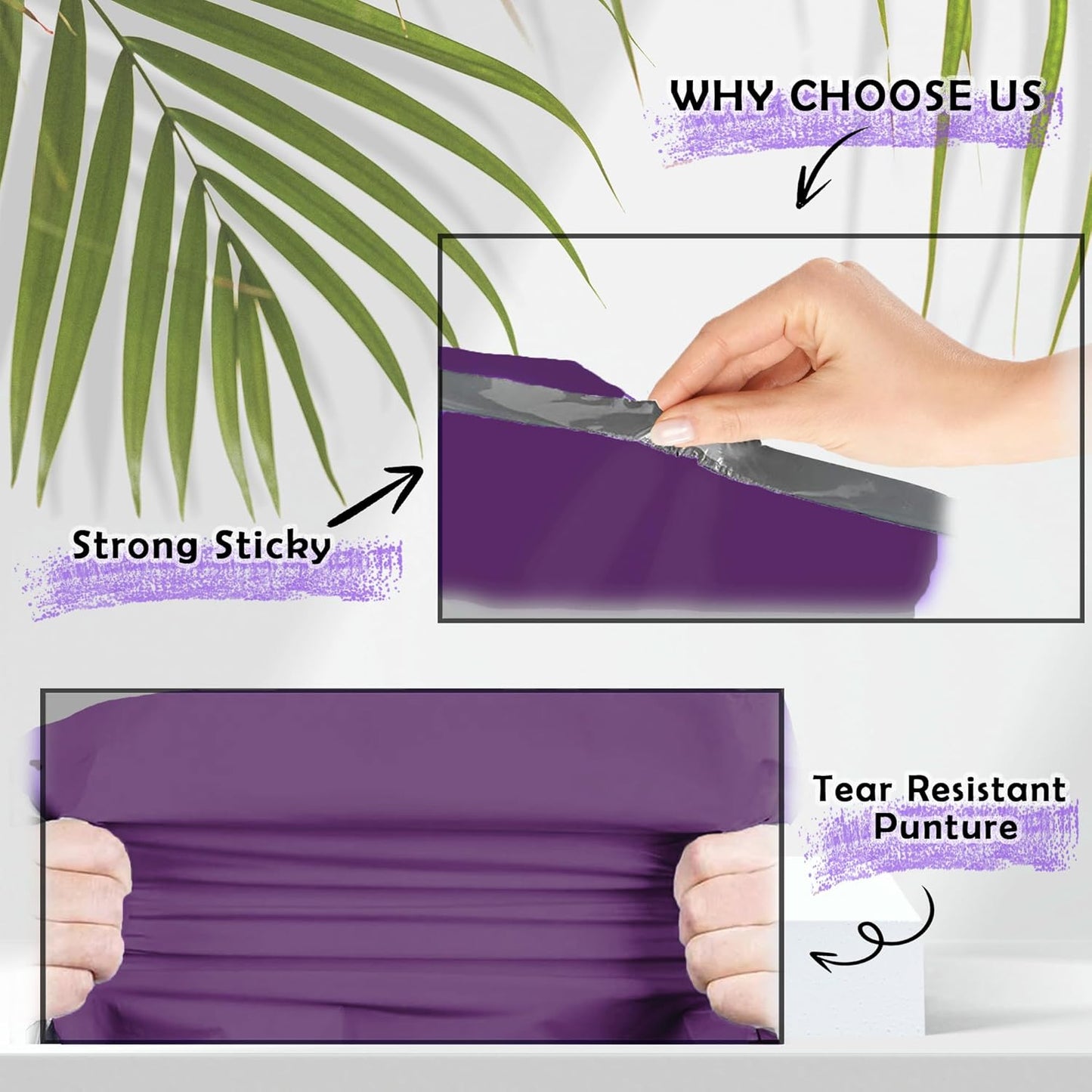 Yens Poly Mailers - 12x15.5" Purple Shipping Envelopes | Strong Self-Seal Adhesive, Waterproof - 100 Pack