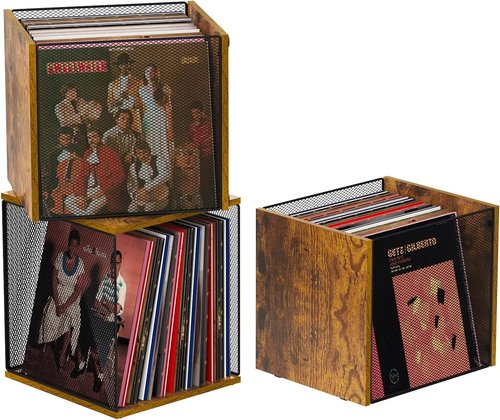 Honkazita Vinyl Record Storage Cube - DIY Stackable Holder for 40-55 Albums | Wooden Organizer