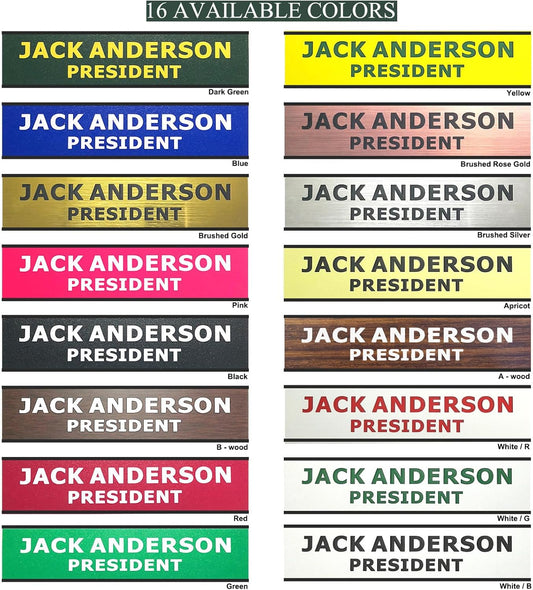 Skiennix Custom Engraved Name Plate - Personalized Office Nameplate with Wall or Desk Holder | 2" x 8" Aluminum