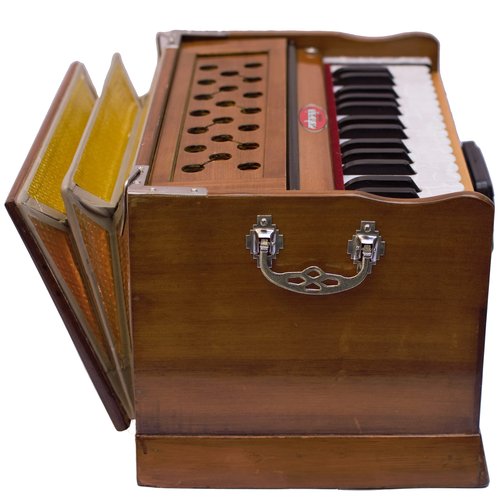 Maharaja Musicals, Portable Harmonium, Model 2024-25 Small, 2 1/4 Octaves Saptak, 3 Fold Bellow, 17x10x10 Inch, Handle, Bag, Kirtan Yoga Companion, Handmade Harmonium Instrument PH1