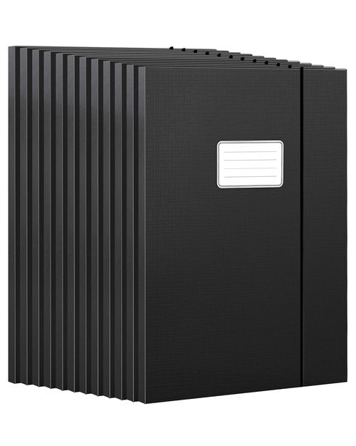 JiaWei File Folders, 12 Packs of Black File cases with Lable, 0.5×9×12.5 inches Black Folders for Office and School.