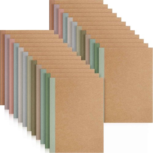 Harloon A5 Composition Notebook Journals 8 x 5.75 in College Ruled Kraft Notebooks with Rainbow Spines Small Lined Composition Book for Office Home(Vivid Color,24 Pcs)