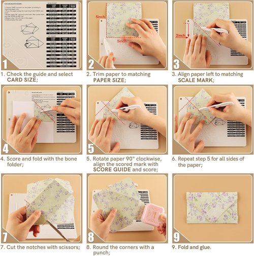 Briartw Craft Mini Scoring Board & Bone Folder Set - Multi-Purpose Tool for Card Making | Includes Inches & Centimeters