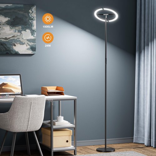 PreeOtti Floor Lamps for Living Room, 40W/2400LM Rotatable LED Floor Lamp with Touch & Remote Control, 70" Tall Standing Lamp Stepless Dimmable, Modern Torchiere Corner Lamp for Bedroom, Office