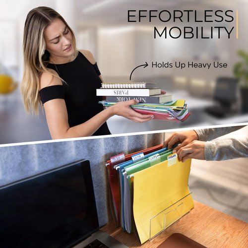 Legacy3 Durable Acrylic File Organizer - 4mm Thick Acrylic File Holder with 3 Section - Acrylic Desk Accessories with Busines Card Holder Included - 9" (L) x 6.5" (W) x 6.5" (H)