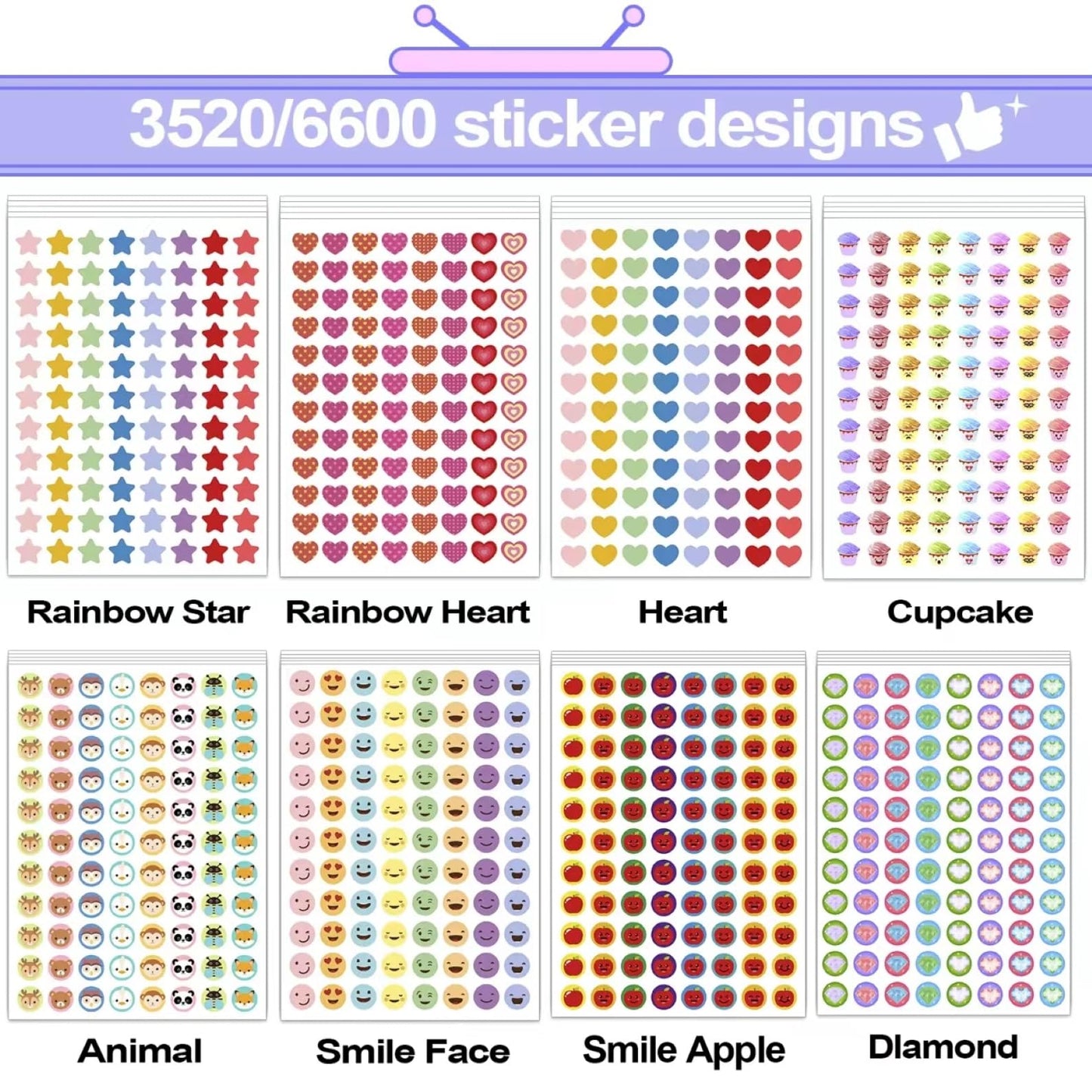 Student Reward Stickers，Teacher Essentials, Teacher Supplies，6600PCS Incentive Stickers，75 Sheets of 15 Different Incentive Stickers，Star Stickers, Star Shaped Stickers (Coloration-1)