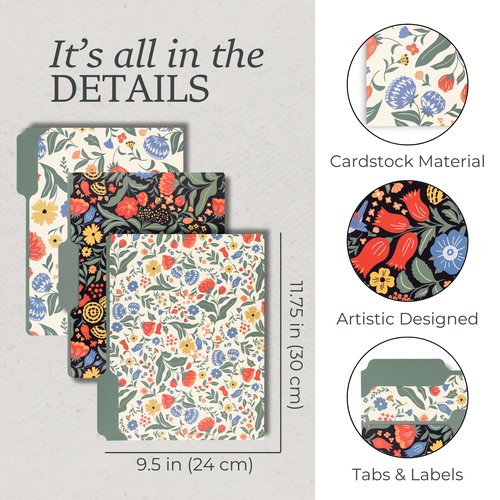 Steel Mill & Co Cute File Folders, Set of 9, Document Organizer for Filing Cabinet, Decorative Letter Size Files, Wanderlust