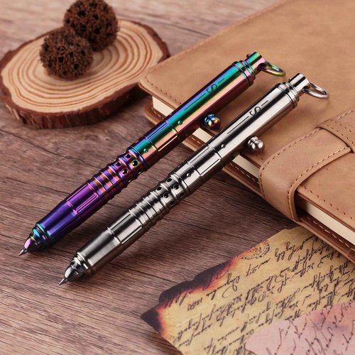 SMOOTHERPRO Tactical Bolt-Action Pen Titanium Compatible with Parker Refill Hollow Design Retractable Outdoor Business Office Writing Color Natural(HTP01)