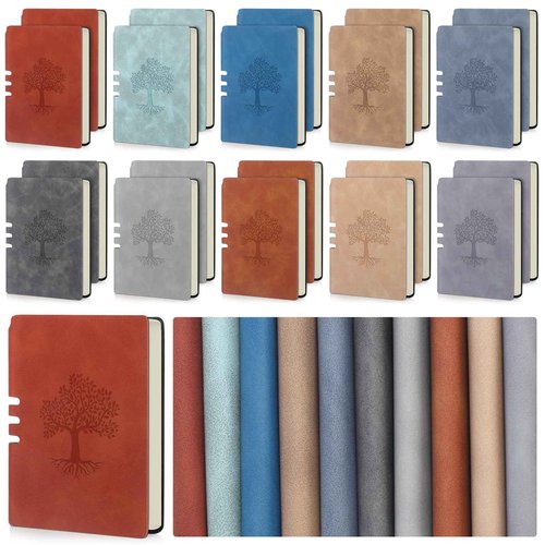 Eaasty 20 Pack A6 PU Leather Journal Notebooks Mini Pocket Notebook Bulk Tree Journal Small Lined Notepad Employee Appreciation Gifts Bulk for Work Travel School Office, 5.5 x 3.9 Inch(Morandi)