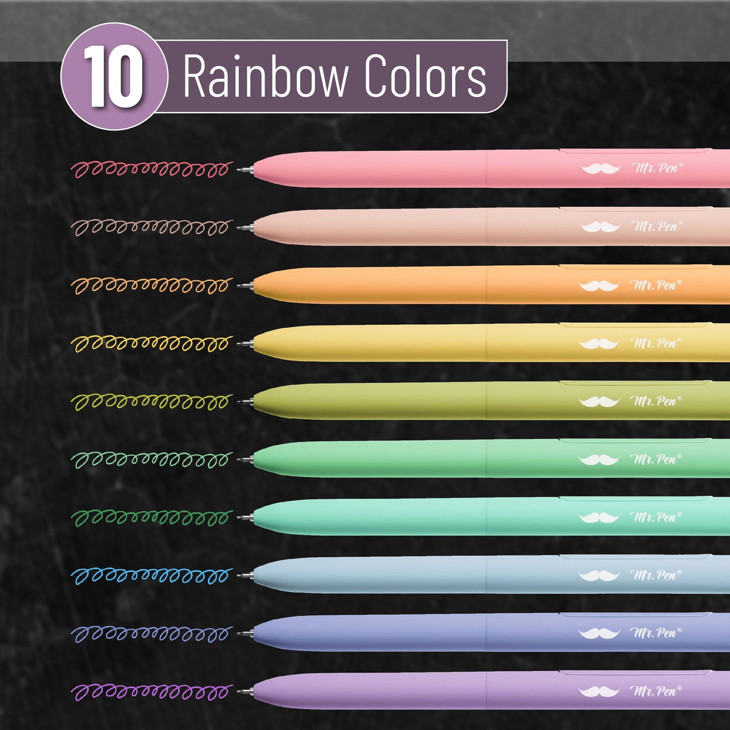 Mr. Pen- Retractable Gel Pens, 10 Pack, Assorted Color Ink