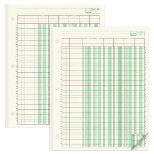 gisgfim 2 Pads 100 Sheets Columnar Analysis Pad 3 Hole Punch Accounting Ledger Book 8-1/2 x 11 Ledger Paper Pad Double Page Format Columnar Pads for Business Bookkeeping & Data(6 Column Ledger)