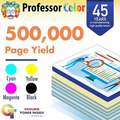 Professor Color Re-Coded Drum Cartridge | High-Yield 500,000 Pages for Xerox WorkCentre & Altalink Series - 4 Pack