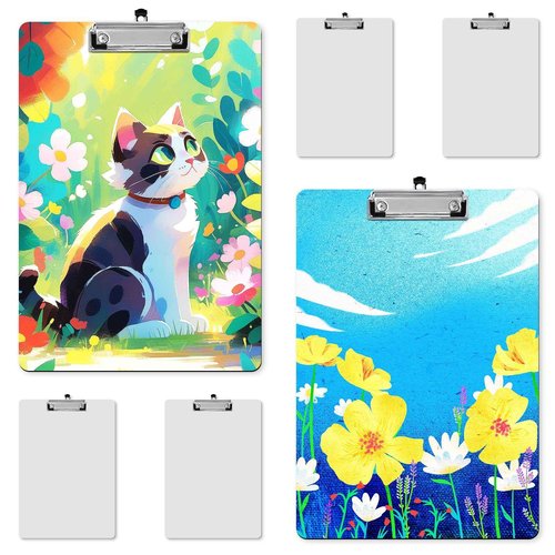 6 Pack Sublimation Clipboard Blanks, 12.4" x 8.8" MDF Clipboard Standard A4 Letter Size with Low Profile Clip Sublimation Office Supplies Clipboard for DIY and Custom Design Work (Double-sided design）