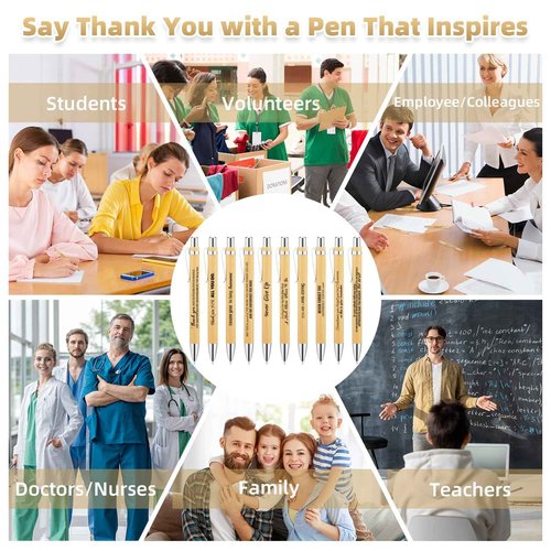 200 Pcs Employee Appreciation Gifts Pens Bulk - 100 Inspirational Ballpoint Pens & 100 Bags, Perfect Thank You Gifts for Staff, Teacher, Nurse,Volunteer,Office Supplies for Coworkers, School & Team