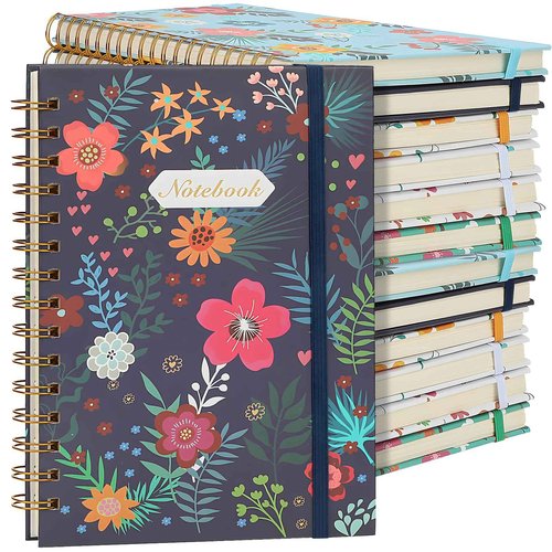 Coopay 12 Pack A5 Spiral Notebook Journal for Women, College Ruled Composition Notebooks Hardcover Spiral Journal, Cute Blooming Floral, Office School Business Supplies, 8.3" x 5.5", 160 Page