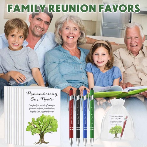 Janlaugh 50 Sets Family Reunion Favors a Family's Love Is Forever Pens with Remembering Our Roots Notepad for Home Reunion Gathering Party Favors Decorations Household Gifts Souvenir