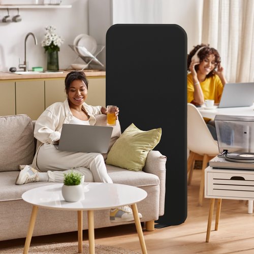 DECOLAB Room Partition Panel, Freestanding Portable Privacy Cubicle Partition for Offices, Classroom, Studio, Healthcare, Workspace, Scratch Resistance, 29"x65" Midnight