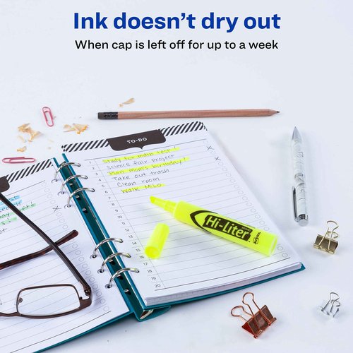 AVERY Hi-Liter Value Pack Desk-Style Highlighters, Smear Safe Ink, 200 Fluorescent Yellow Highlighters (24130)