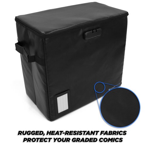 CASEMATIX Graded Comic Storage Fits 30 Comics, Hard Shell Fire-Resistant Bin with Three Internal Box Dividers, Zipper Lock