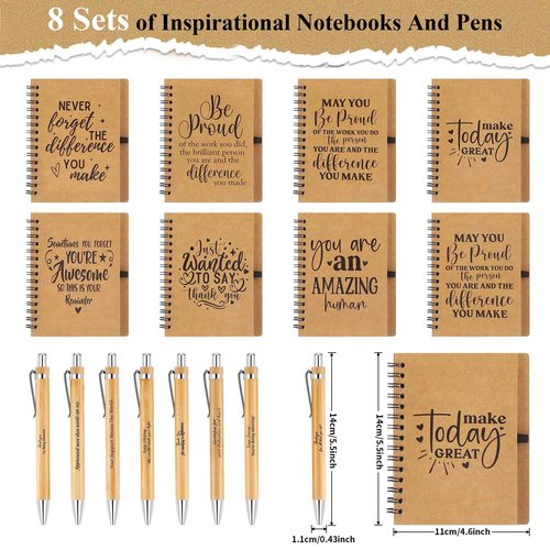 48 Pack Spiral Notebooks Sets Employee Appreciation Gifts Bulk Inspirational Journals with Motivational Pens Encouragement Notepad Thank You Gift for Team Staff Teacher Coworker