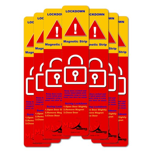 50 Pack Lockdown Magnetic Strips for School Lockdowns, Full Size - Easy and Quick Way to Lock Doors in The Event of a Lockdown or an Emergency.