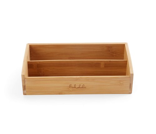 Bookaholic Desk Organizer 2 Tier Bamboo Desk Storage for Office Supplies, Toiletries, Crafts, Great for Desk, Vanity, Tabletop in Home or Office