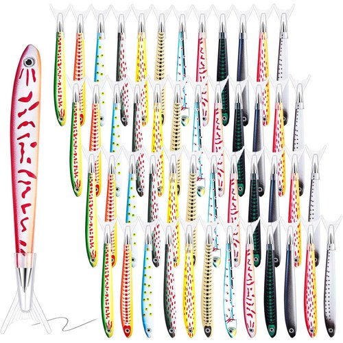 Outus 50 Pieces Fish Pens Cute Fishing Birthday Party Favors Decoration Writing Ballpoint Pens for Office School Christmas Near Year Gifts (Aquatic)