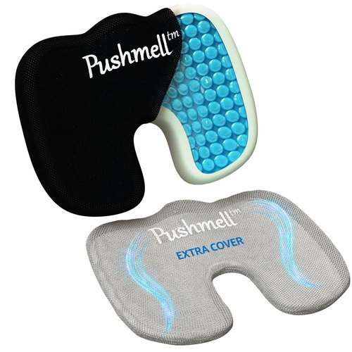 Gel & Memory Foam Seat Cushion for Tailbone & Sciatica Pain Relief – Ergonomic Office Chair & Car Seat Cushion – Chair Cushions for Desk & Home – Includes Bonus Extra Cover