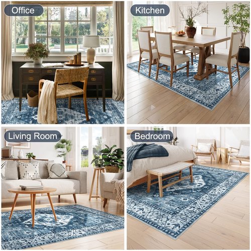Anidaroel 5x7 Chair Mat for Hardwood Floor, Desk Mat for Chair, Office Floor Mat, Anti-Slip Rolling Chair Mat for Hardwood, Low Pile Carpet Protector Floor Mat, Blue